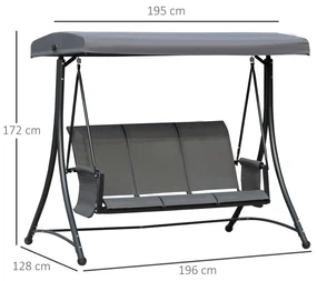 Outsunny Balansoar de Gradina cu 3 locuri Acoperis si Buzunare de depozitare | Aosom Romania