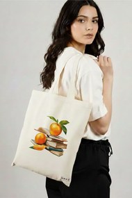 Sacosa de Panza pentru Cumparaturi, Geanta Tote, model Books 6 38 x 34.5 cm, Alba, BEKZ®