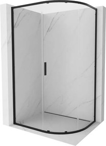 Mexen Exo cabină de duș semirotundă asimetrică glisantă 100 x 90 cm, transparentă, neagră - 8131-100-090-70-00