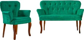 Set canapea 2 locuri cu 1 fotoliu, Cafe ,verde