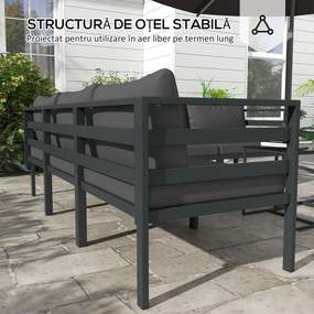 Outsunny Set de Mobilier de Gradina din 7 Piese cu Canapea de Colt, Masa de Cafea, Set de Mobilier Sectional, Gri | Aosom Romania