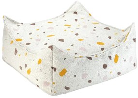 Fotoliu puf pentru copii alb cu tapițerie din țesătură bouclé/cu tapițerie din chenille Terrazzo Square – Wigiwama