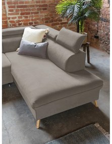 Colțar maro deschis extensibil cu tapițerie din catifea (cu colț pe partea dreaptă/în formă de "U") Sweet Harmony – Miuform