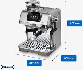 Mașină de espresso DeLonghi EC9455.M La Specialista Touch, 1450 W, 19 bari, 1,7 l, 4 viteze, 5 niveluri de spumare, 15 setări de măcinare, preparare la rece, adaptor pentru boabe, ecran tactil, oțel inoxidabil