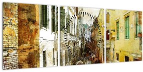 Tablou - Strada din Veneția (cu ceas) (90x30 cm)
