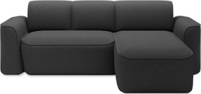 Colțar gri antracit cu tapițerie din țesătură bouclé (cu colț pe partea dreaptă/cu șezlong) Ume – ELTAP