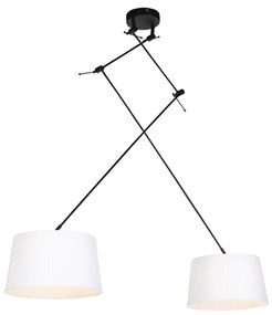 Lampă suspendată cu nuanțe de in alb 35 cm - negru Blitz II