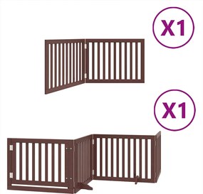 vidaXL Poartă câini pliabilă cu ușă 6 panouri maro, 480 cm, lemn plop