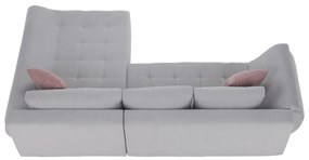 Set canapea, gri deschis / roz pudră, material textil, dreapta, BRATO