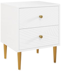HOMCOM Noptiera masa de noapte cu 2 sertare manere, picioare din otel pentru dormitor living 40 x 35 x 50 cm alb | Aosom Romania