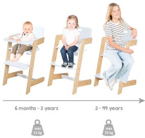 Scaun de masă pentru bebe alb Nature UP – Roba