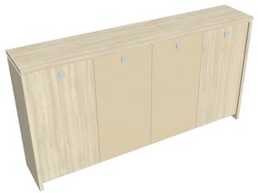 Dulap mediu pentru haine Verno 248 x 46 x 130 cm, uși combinate, salcâm / vanilie
