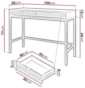 Consolă NOVA, 77x104 cm, alb/auriu