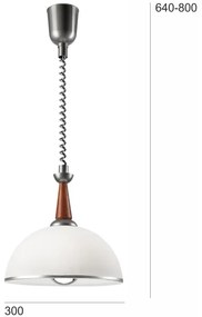 Lustr retractabil CHIARA 1xE27/60W/230V argintiu/stejar