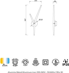 Aplica de perete minimalista LED Arrecife auriu