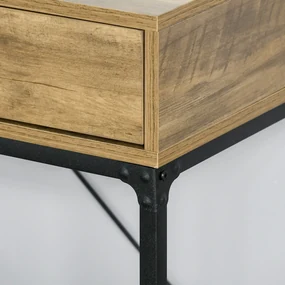 Masă Consolă Vintage HOMCOM din Metal și Lemn, Design Elegant cu 2 Sertare și Raft, Maro, pentru Living, Sufragerie | Aosom Romania