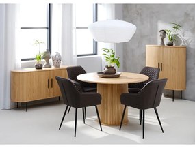 Masă de dining rotundă cu aspect de lemn de stejar ø 120 cm Nola – Unique Furniture