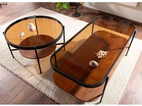 Masa de cafea Prima A chihlimbar transparent/nuc L120 cm