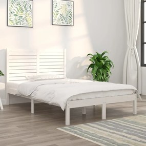 3104579 vidaXL Cadru de pat mic dublu, alb, 120x190 cm, lemn masiv