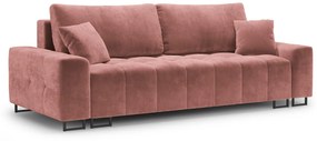 Canapea extensibila 3 locuri Byron cu tapiterie din catifea, roz