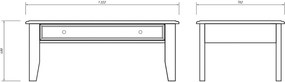 Masă lemn masiv Cafea Linea cu Sertar 122x71cm