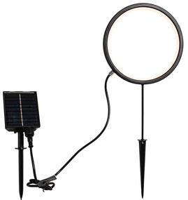 Lampă cu vârf negru 50 cm incluzând LED reîncărcabil și solar IP65 - Adalind