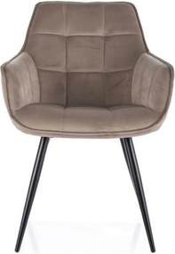 Scaun LILIA, bej inchis/negru, stofa catifelata/metal, 59x45x90 cm