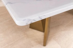 Masa design modern, Metal, Auriu, Marmura, Alb, EXTRAVAGANCIA 200cm, A-45929 VC