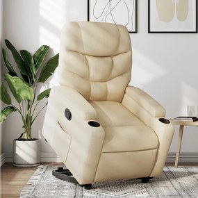 vidaXL Fotoliu rabatabil cu ridicare pe verticală, crem, textil