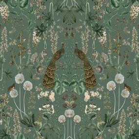 Fototapet, Peacock Garden, Green, Rebel Walls