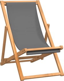 vidaXL Scaun de plajă pliabil, gri, lemn masiv de tec
