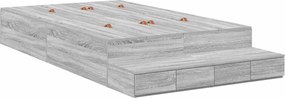 vidaXL Cadru de pat cu depozitare Gri Sonoma 120 cm Lemn compozit
