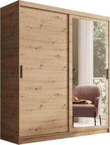 Dulap cu usi glisante si oglinda, 180x60x205 cm, Hailey 180, ADRK Furniture (Culoare: Alb / Alb)