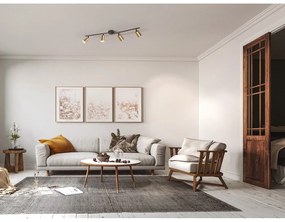 Plafonieră neagră/aurie cu abajur din metal ø 8 cm Vano – Fischer &amp; Honsel