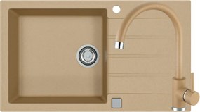 Set chiuveta bucatarie Alveus Cadit 40 bej 86x50 cm si baterie Kati monocomanda