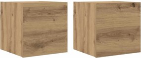 vidaXL Dulapuri TV montaj perete 2 buc. stejar artizanal 30,5x30x30 cm