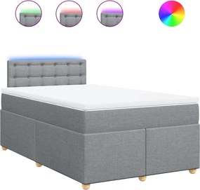 vidaXL Pat continental cu saltea, gri deschis, 120x200 cm, textil