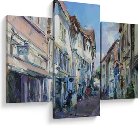Tablou - Strada orașului vechi, pictură acrilică (90x60 cm)