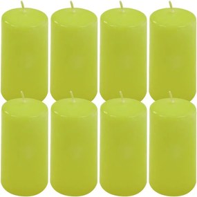 Set de lumânări cilindrice, 10 cm, Ø 5 cm, verde deschis, 8