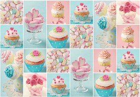Fototapet - Prăjitură colorată și marshmallows (254x184 cm)