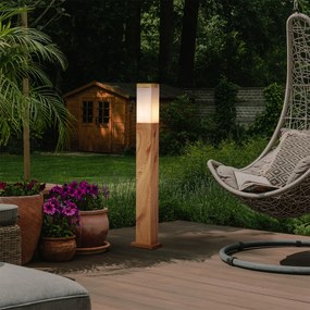Lampă modernă de exterior din oțel cu imprimeu de lemn 80cm IP44 - Malois