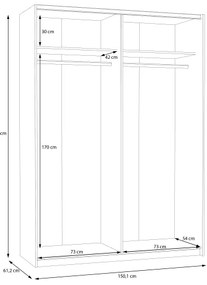 Dulap cu oglindă KARO, 150 x 210 cm, alb