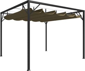vidaXL Pavilion grădină, acoperiș retractabil gri taupe 3x3 m 180 g/m²