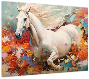 Tablou pe sticlă - Pictura unui cal (70x50 cm)