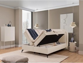 Pat boxspring bej cu spațiu de depozitare 140x200 cm Ornes – Ropez