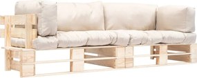 vidaXL Set canapea grădină paleți cu perne nisipii, 2 piese, lemn pin