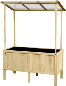 Outsunny Jardinieră înălțată cu acoperiș, orificii de drenaj, căptușeală din material nețesut, rezistentă la intemperii, lemn de brad, 110x60x152 cm | Aosom Romania