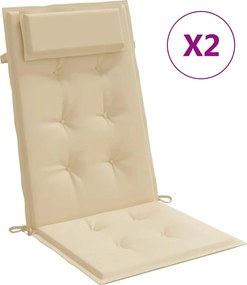 vidaXL Perne de scaun cu spătar înalt, 2 buc, bej, țesătură Oxford