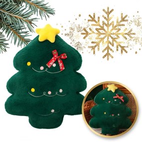 Perna decorativa din catifea in forma de brad MERRYLY, verde