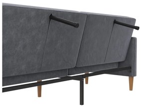 Canapea gri extensibilă cu tapițerie din catifea 207 cm Lilly – Støraa